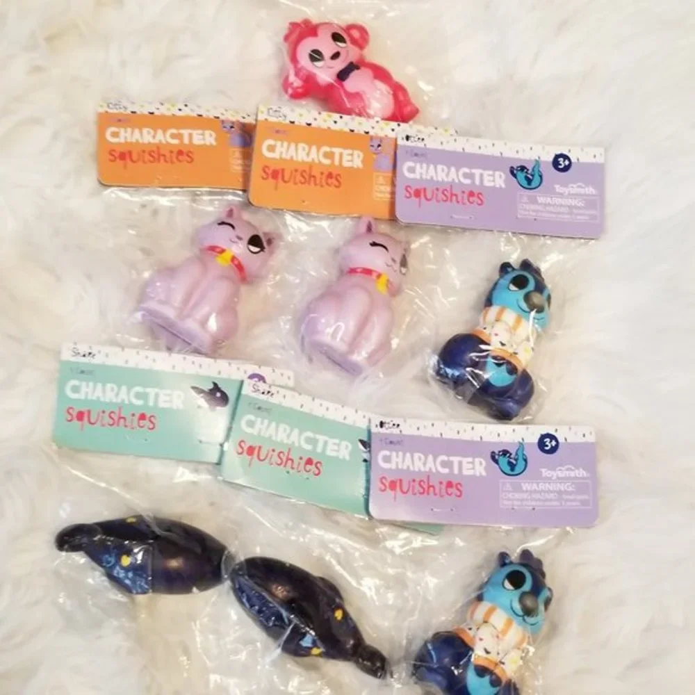 Character Squishies Toy Stress Reliever Lot of 7 Monkey Otter Shark Kitty Age 3+ - Picture 1 of 9